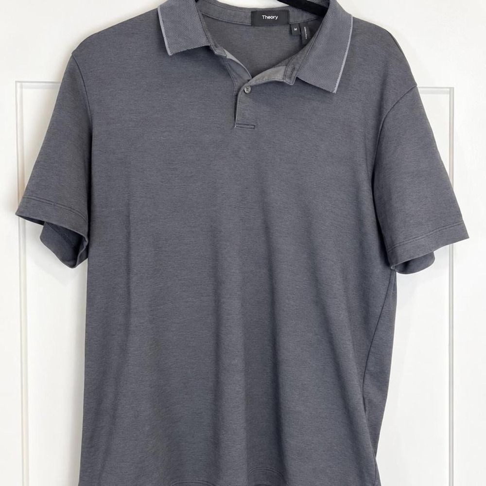 Theory Men's Charcoal Gray Polo — Size M
